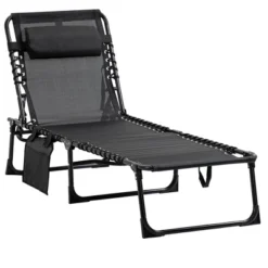 Outsunny Reclining Chaise Lounge Chair, Portable Sun Lounger, Folding Camping Cot, With Adjustable Backrest And Removable Pillow, For Patio, Garden, Beach -VIDAXL Sale Store GUEST f9a86e95 3693 4429 b9c3 0fe321a7e95c