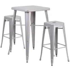 Flash Furniture Commercial Grade 23.75" Square Metal Indoor-Outdoor Bar Table Set With 2 Square Seat Backless Stools -VIDAXL Sale Store GUEST f9db5aa4 5916 4b43 8b08 88e8b9206fec