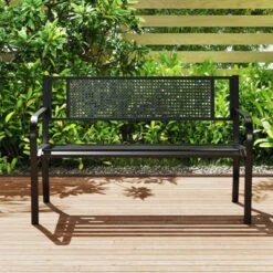 Costway 50" Garden Bench With Patterned Backrest And Curved Armrests For Porch Lawn -VIDAXL Sale Store GUEST f9f8cc4a c96f 49a9 850c 5cf93106be19
