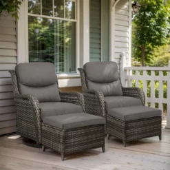 Belord 4 Piece Patio Furniture Set With Swivel Chairs And Ottomans, High Back Deep Seat Cushioned Wicker Swivel Patio Chairs Set Of 2 With Ottoman 29 Belord 4 Piece Patio Furniture Set With Swivel Chairs And Ottomans, High Back Deep Seat Cushioned Wicker Swivel Patio Chairs Set Of 2 With Ottoman -VIDAXL Sale Store GUEST fb56adfe 8a39 4a6f 8eff 300f0a5a6d90