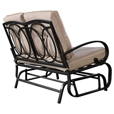 Tangkula Patio Loveseat Bench Steel Frame Furniture Rocking Bench With Cushions Outdoor 3 Tangkula Patio Loveseat Bench Steel Frame Furniture Rocking Bench With Cushions Outdoor - Image 3