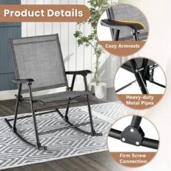 Costway 2pcs Patio Folding Rocking Chair Heavy-Duty Metal Frame Rockers Outdoor -VIDAXL Sale Store GUEST fc943fe9 d5d8 48b6 b049 d1637f6a351c