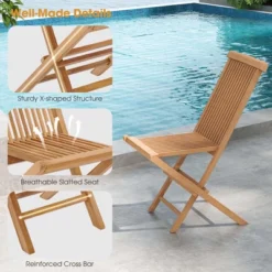 Costway 2 PCS Patio Folding Chair Teak High Back Dining Slatted Seat Portable Outdoor -VIDAXL Sale Store GUEST ffc3ef1b d7c6 460d 8692 c45931460ddb