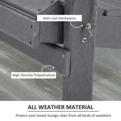 Outsunny 3 Piece Adirondack Chair Set Of 2, HDPE Folding Fire Pit Chairs And Patio Table, Outdoor Furniture With Slatted Seat, Dark Gray -VIDAXL Sale Store GUEST ffef60b4 2edb 4c33 8afb f8fceef8b96a